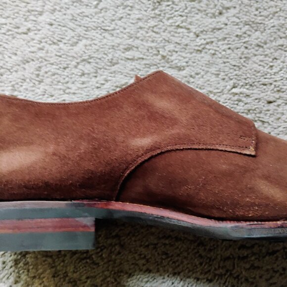 Meermin Men's Brown Rapello Suede Double Monk Strap Shoes Size 8.5 - Picture 10 of 10
